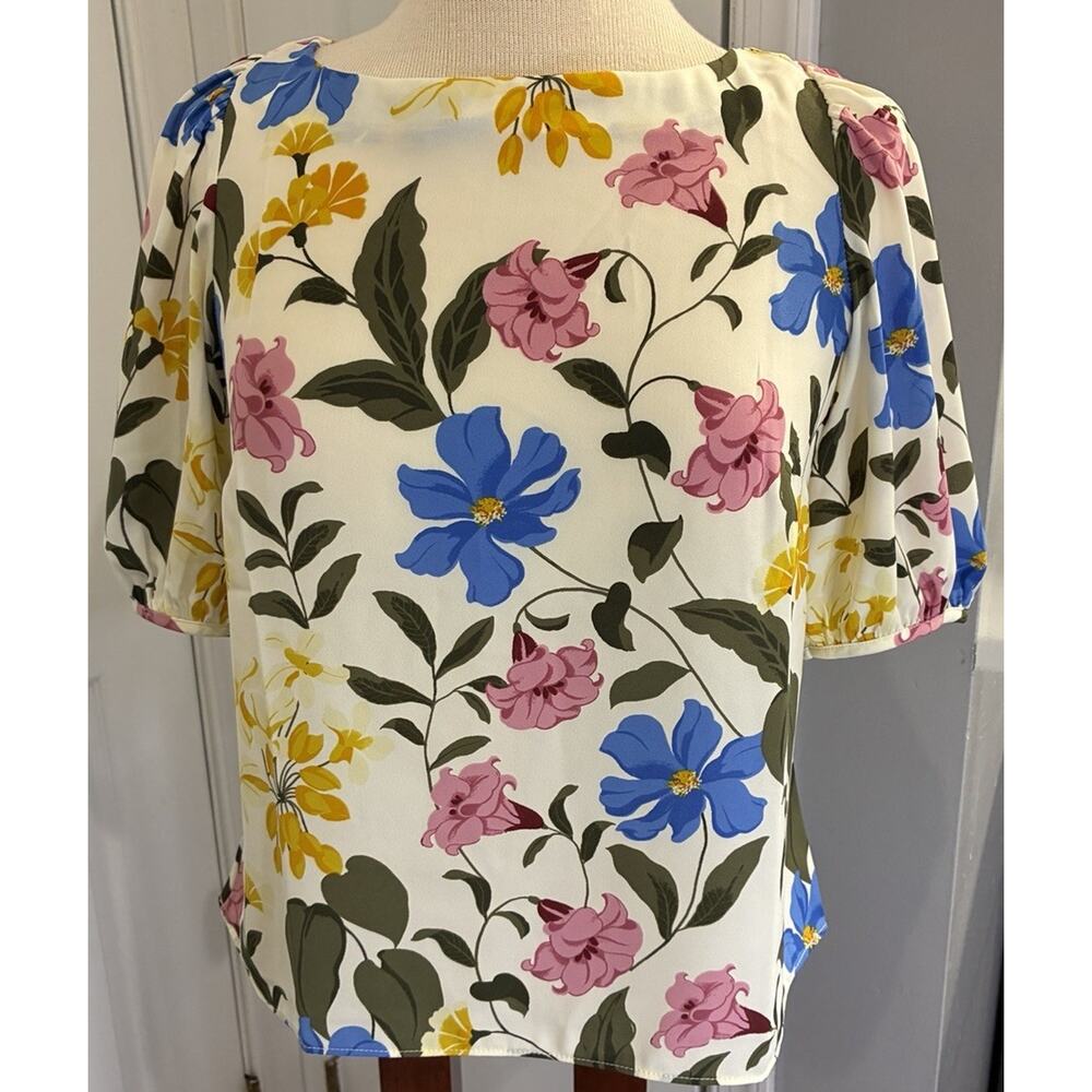 Ann Taylor Factory Summer 2026 Collection floral Boat, Neck Blouse Petite Small